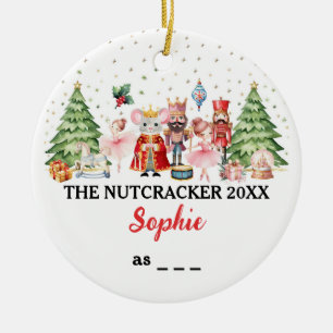 The Nutcracker & Ballerina With Custom Name & Text Ceramic Tree Decoration