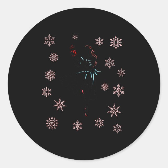 The Nutcracker Ballet And Clara Ballerina Christma Classic Round Sticker (Front)