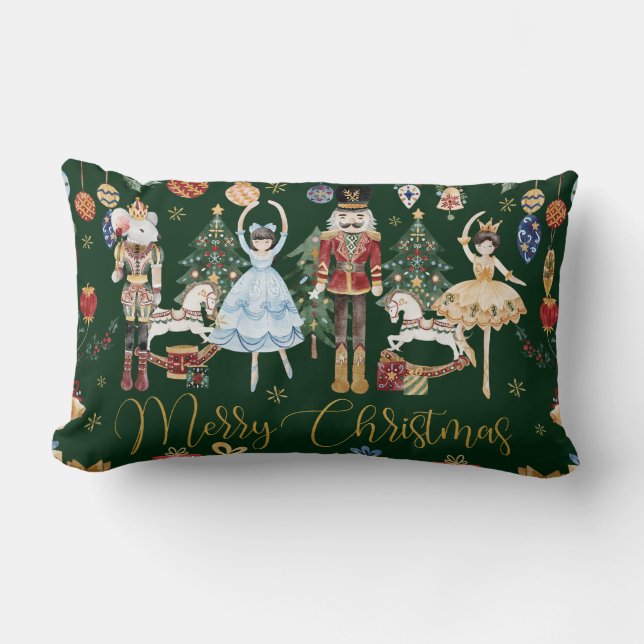 The Nutcracker Ballet Festive Merry Christmas  Lumbar Cushion (Front)