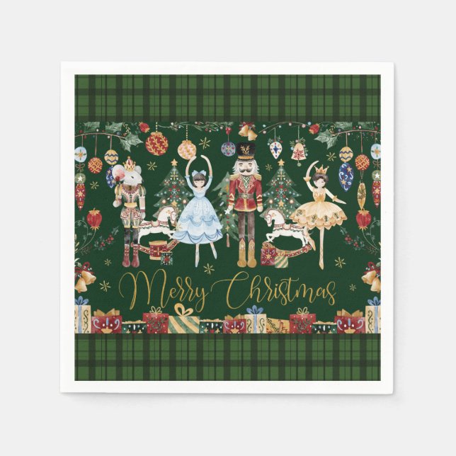 The Nutcracker Ballet Festive Merry Christmas  Napkin (Front)