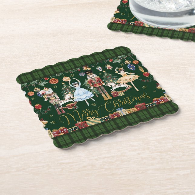 The Nutcracker Ballet Festive Merry Christmas  Paper Coaster (Angled)