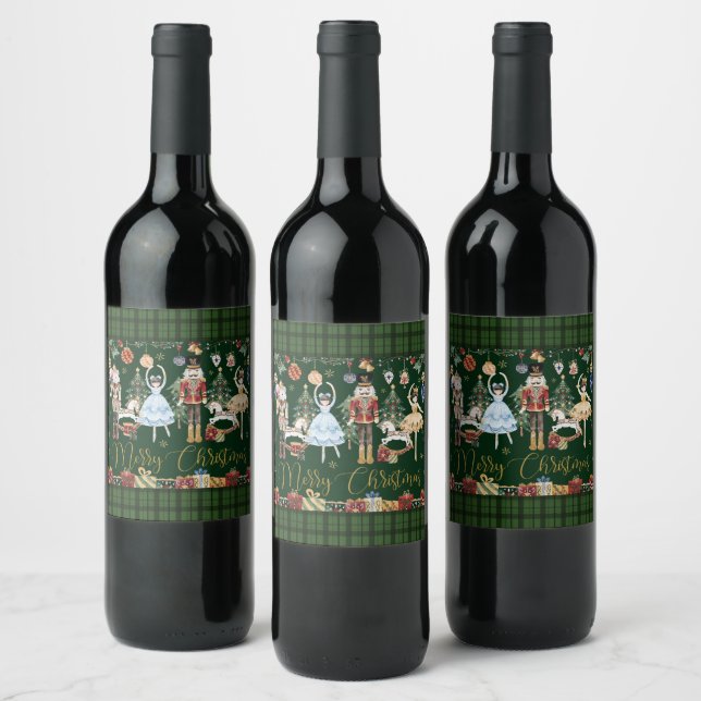The Nutcracker Ballet Festive Merry Christmas  Wine Label (Bottles)