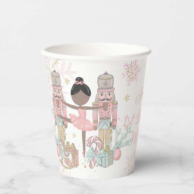 The Nutcracker Ballet Pastel Blush Pink Christmas Paper Cups (Front)