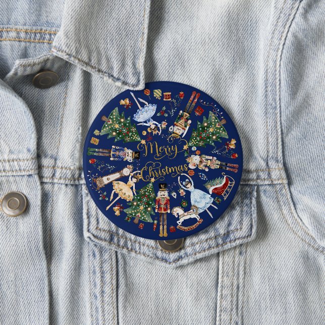 The Nutcracker Ballet Vintage Merry Christmas Gift 10 Cm Round Badge (In Situ)