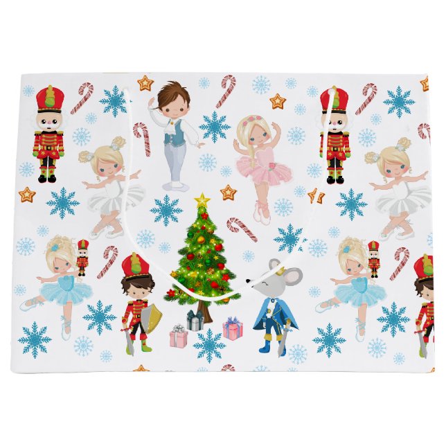 The Nutcracker Characters Clara Winter Christmas Large Gift Bag (Front)