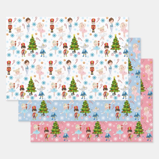 The Nutcracker Characters Clara Winter Christmas Wrapping Paper Sheet (Set)