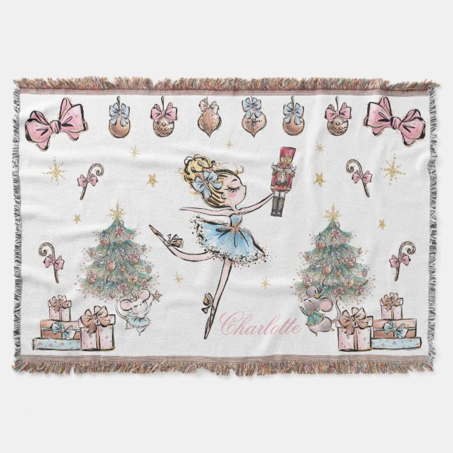 The Nutcracker Christmas Ballet Dance Baby Girl Th Throw Blanket (Front)