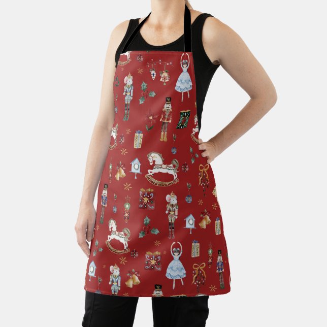 The Nutcracker Christmas Ballet Vintage Red Apron (Insitu)