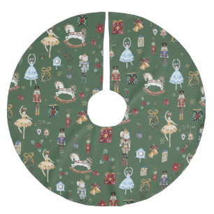 The Nutcracker Christmas Ballet Vintage Watercolor Brushed Polyester Tree Skirt