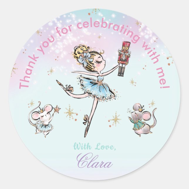 The Nutcracker Christmas Birthday Thank You Favour Classic Round Sticker (Front)