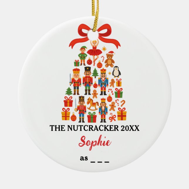 The Nutcracker Custom Ballet Role Christmas Ceramic Tree Decoration (Front)