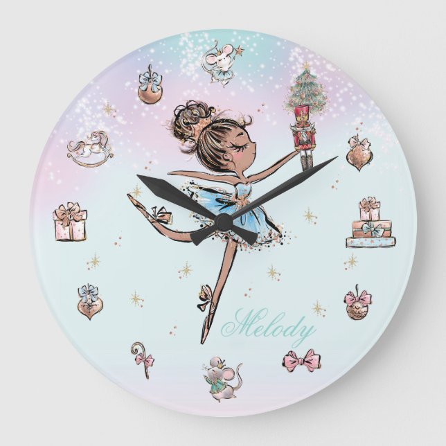 The Nutcracker Dark Skin Dance Ballet Christmas Large Clock (Front)