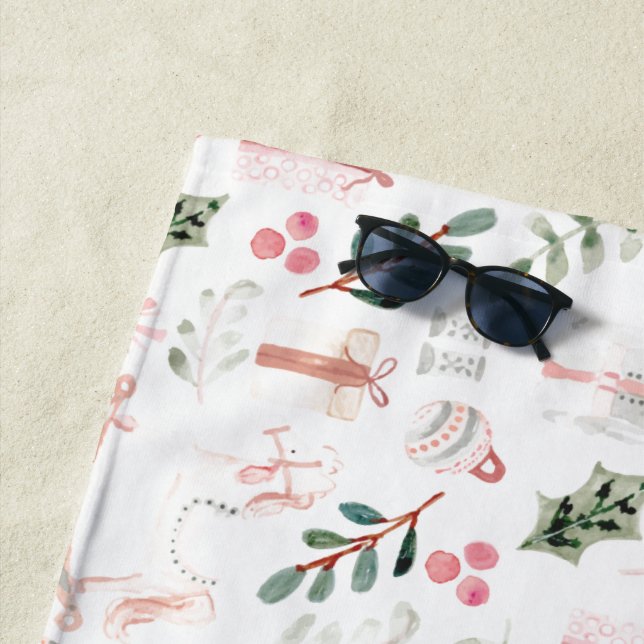 The Nutcracker Holiday Watercolor Beach Towel (In Situ)