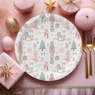 The Nutcracker Pink Christmas Ballet 1st Birthday Paper Plate