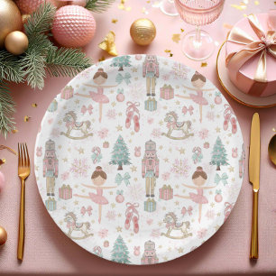 The Nutcracker Pink Christmas Ballet 1st Birthday Paper Plate