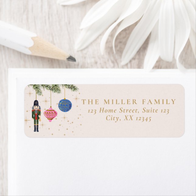 The Nutcracker, pink return address label. (Insitu)