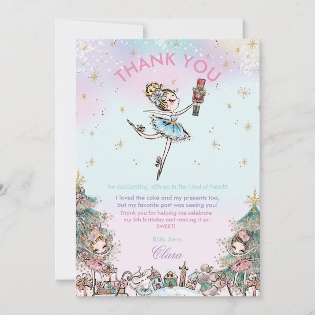 The Nutcracker Sugar Plum Fairy Birthday Christmas Thank You Card (Front)
