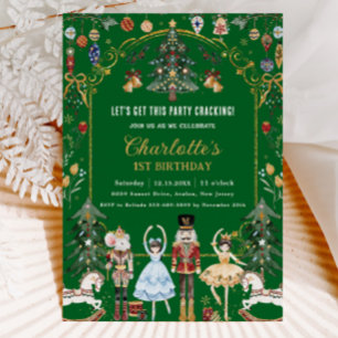 The Nutcracker Vintage Christmas 1st Birthday  Invitation