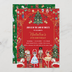 The Nutcracker Vintage Christmas Ballet Birthday Invitation