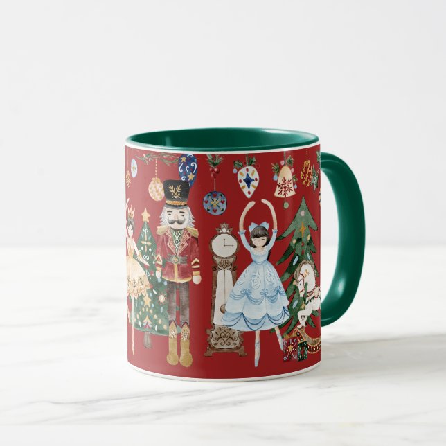 The Nutcracker Vintage Christmas Red Green  Mug (Front Right)