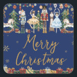 The Nutcracker Vintage Christmas Square Square Sticker<br><div class="desc">Festive the Nutcracker stickers.  Personalise it with your own wording.  
(c) Somerset Fine Paperie</div>