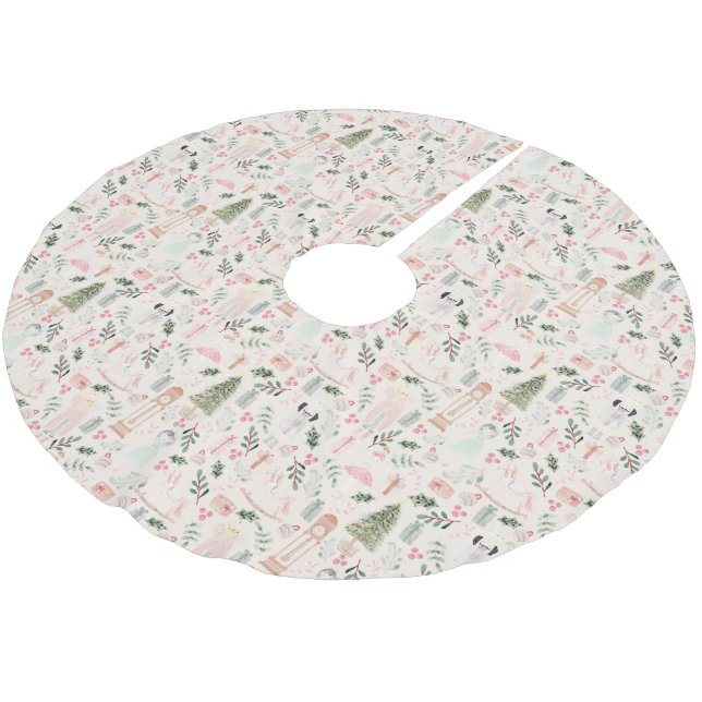 The Nutcracker watercolor holiday Brushed Polyeste Polyester Tree Skirt (Angled)