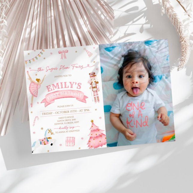 The Nutcracker Winter 1st Birthday Photo Invitation (Creator Uploaded)