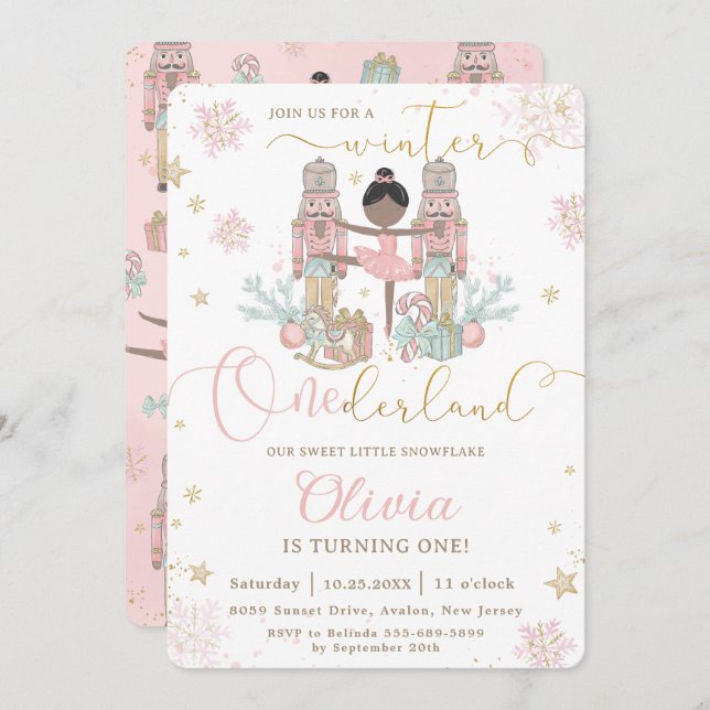 The Nutcracker Winter Onederland 1st Birthday  Invitation (Front/Back)