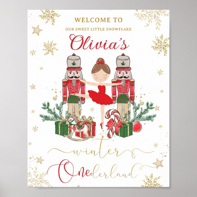 The Nutcracker Winter Onederland 1st Birthday Red  Poster (Front)