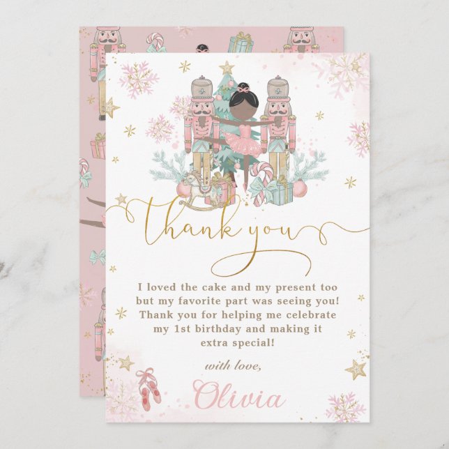 The Nutcracker Winter Onederland 1st Birthday  Thank You Card (Front/Back)