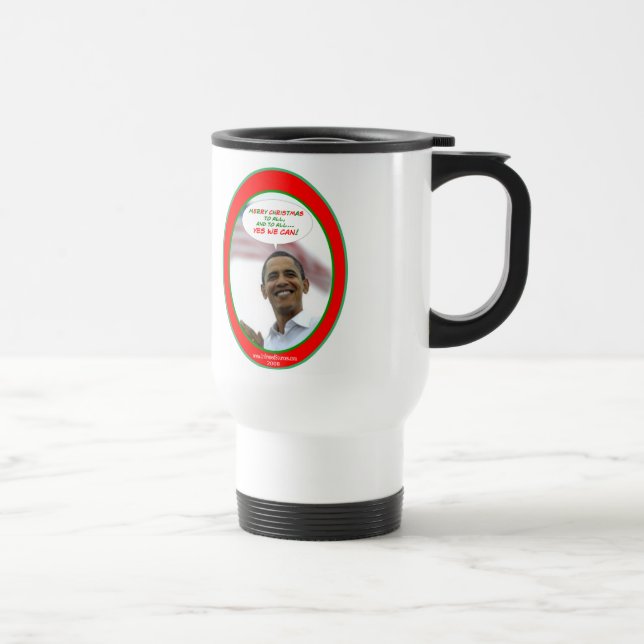 the Obama Yes We Can Christmas Travel Mug (Right)
