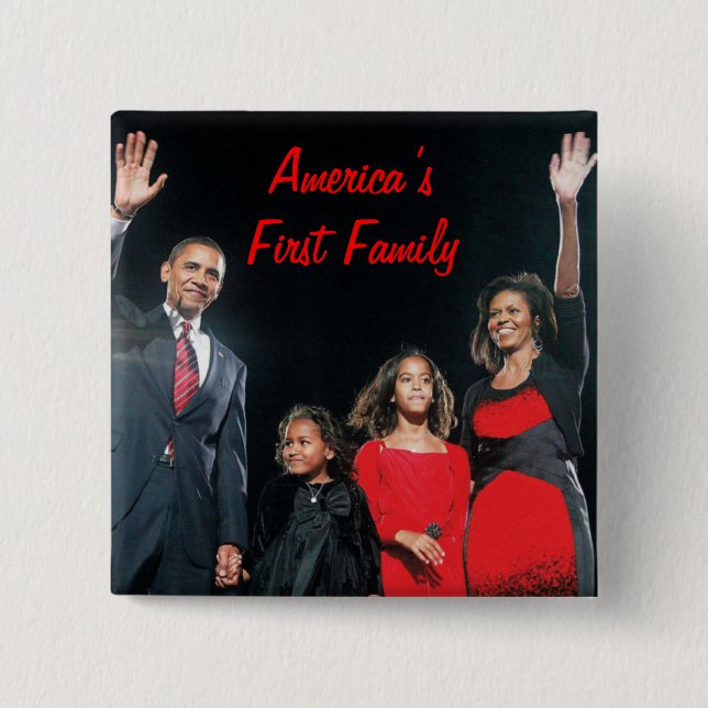 The Obamas: America's 1st Family 15 Cm Square Badge (Front)