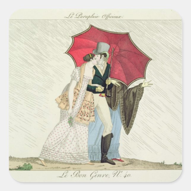 The Obliging Umbrella, plate 40 from 'Le Bon Genre Square Sticker (Front)