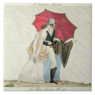 The Obliging Umbrella, plate 40 from 'Le Bon Genre Tile