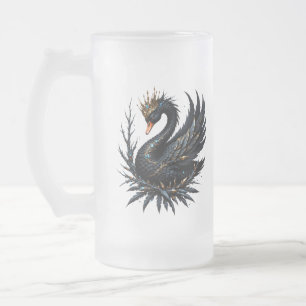 The Obsidian Swan of Moonlit Grace. In the twiligh Frosted Glass Beer Mug