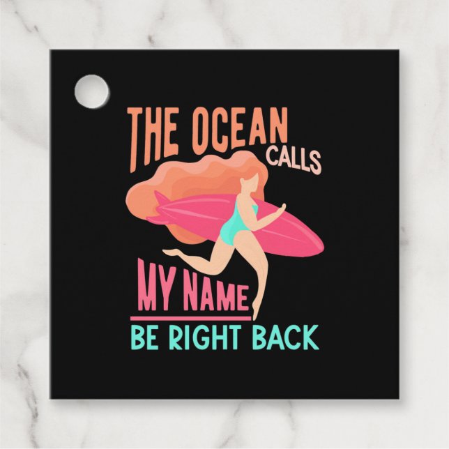The Ocean Calls Surfer Favour Tags (Front)