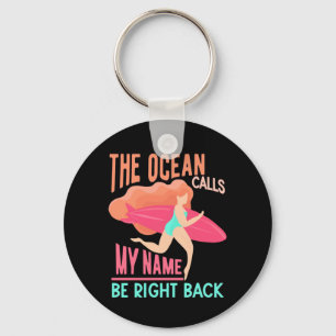 The Ocean Calls Surfer Key Ring