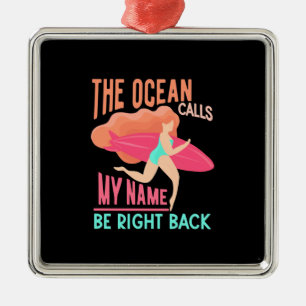 The Ocean Calls Surfer Metal Tree Decoration