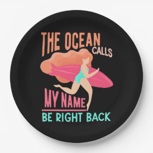 The Ocean Calls Surfer Paper Plate