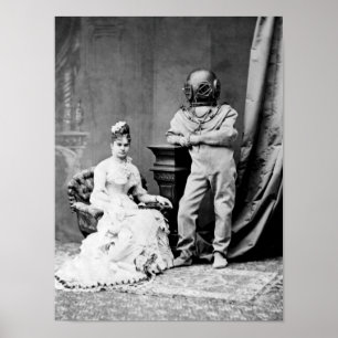 The Ocean Empress and Deep Sea Diver - Circa 1880 Poster