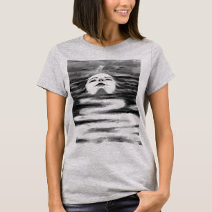 The Ocean Face - Black & White - Drawing Abstract  T-Shirt