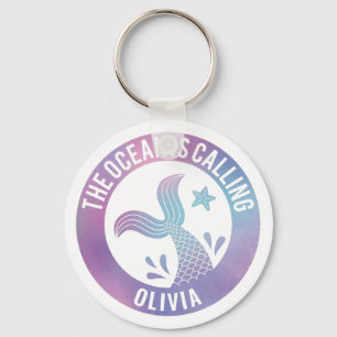 The Ocean Is Calling Mermaid Galaxy Personalised Key Ring