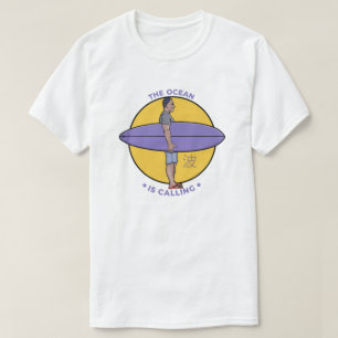 The Ocean Is Calling Personalised Surfer Graphic T-Shirt