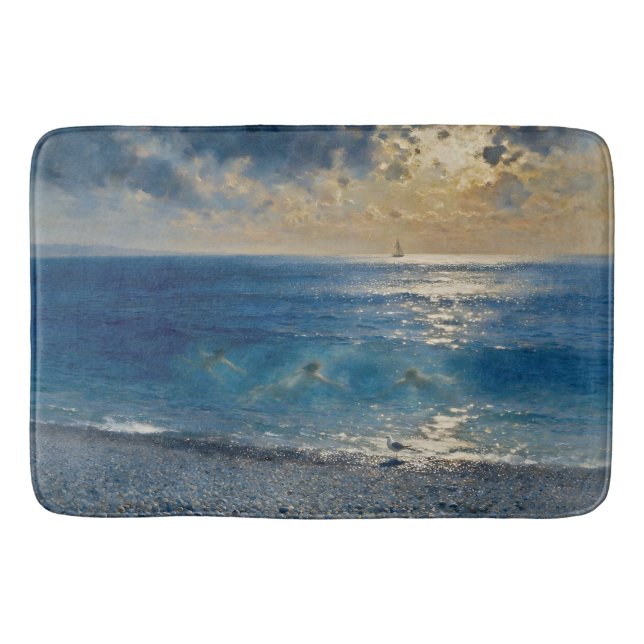 The Ocean Keeps Secrets – A Compelling Seascape Bath Mat (Front)