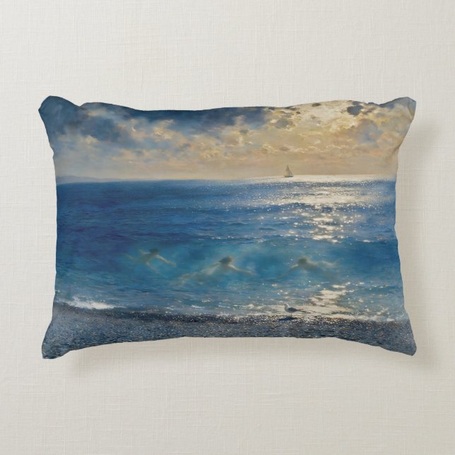 The Ocean Keeps Secrets – A Compelling Seascape Decorative Cushion (Front)