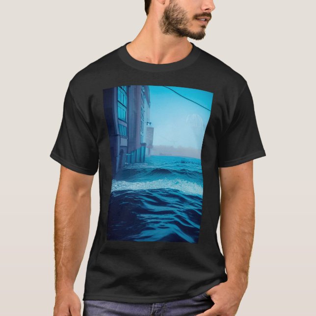 The Ocean Sea Wave In City. T-Shirt (Front)