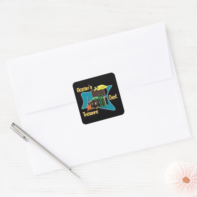 The ocean's treasure chest  square sticker (Envelope)