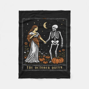 The October Queen Tarot Card Halloween Soky Season Fleece Blanket