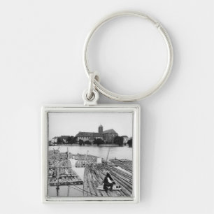 The Oder at Breslau Poland, c.1910 Key Ring