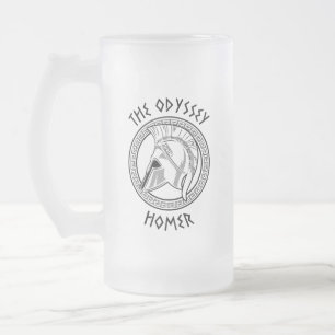 The Odyssey Homer Greek Helmet Ancient Mythology I Frosted Glass Beer Mug